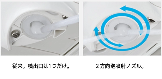 2方向泡噴射ノズルのイメージ