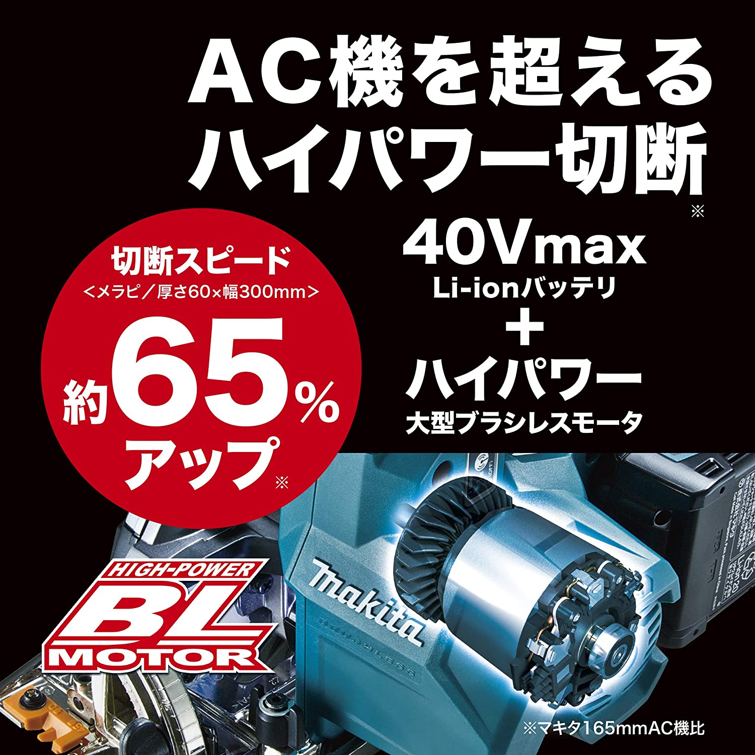 在庫あり】 マキタ 充電式マルノコ40Vmax黒 刃径165mm 切込66mm 2.5Ah