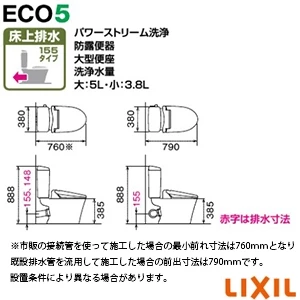 LIXIL(リクシル) BC-Z30PM アメージュ便器 床上排水 155タイプ 便器のみ[壁排水芯155mm]