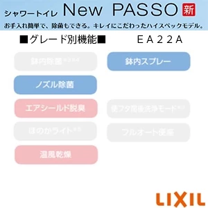 LIXIL(リクシル) CW-EA22AQA-C シャワートイレ パッソ(New PASSO) EA22グレード[瞬間式][壁リモコン][フルオートリモコン式 蜜結式便器用】