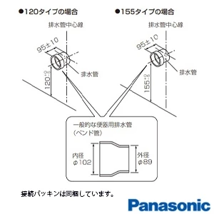 パナソニック CH301FP アラウーノV 配管セット[壁排水][120mm･155mm]