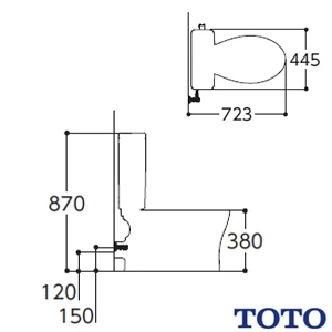 TOTO CS597BP+SH596BAR パブリックコンパクト便器 タンク式[壁排水][120mm][手洗いなし][掃除口なし][ふた固定なし]