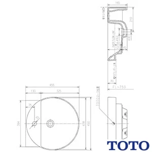 TOTO LSA704CAPND ベッセル式洗面器・シングル混合水栓セット[壁給水][壁排水][ワンプッシュ式][幅450mm][奥行455mm][深さ120mm][容量3.0L]