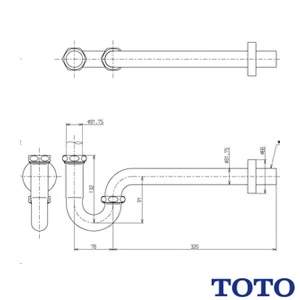 T7W85 壁排水金具（32mm、Pトラップ）