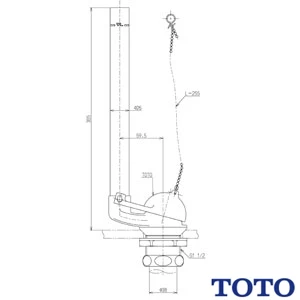 THY427 ロータンク排水弁部（38mm） 【TS570・670C型用】【幅135×奥行70×高さ410】