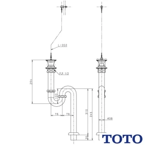 TK40S 床排水金具（38mm、Sトラップ）