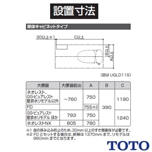 TOTO UGLD04#NW1 トイレ キャビネット[トイレ周辺収納][スリムタイプ][木質製]