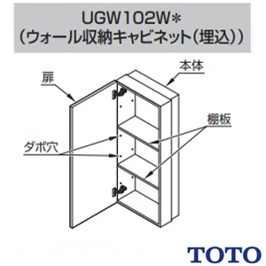 TOTO UGW102W トイレ キャビネット[埋込タイプ]