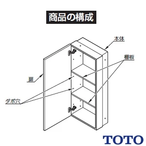 TOTO UGW103 トイレ キャビネット[トイレ周辺収納][サイズ: 300ｘ151(埋込代70)ｘ800mm][ペーパー収納タイプ][木質製]