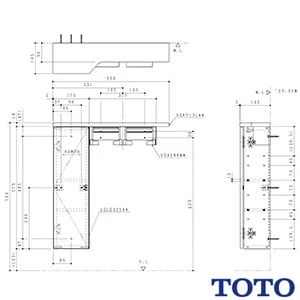 TOTO UYC03LS トイレ キャビネット[スリムタイプ][550mm定寸][紙巻器付][露出タイプ][Lタイプ]