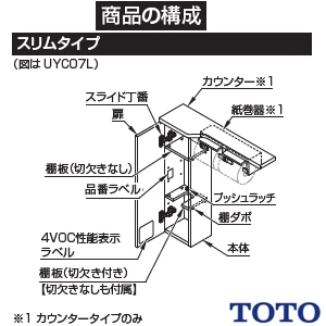 TOTO UYC07R#NW1 トイレ キャビネット[トイレ周辺収納][スリムタイプ(550mm定寸)][木質製]