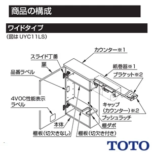 TOTO UYC08L#NW1 トイレ キャビネット[トイレ周辺収納][ワイドタイプ(1600mmフリーカット対応]