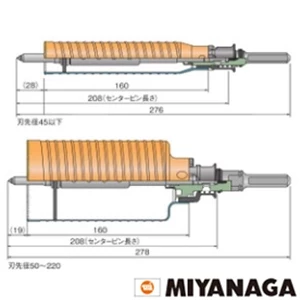 ミヤナガ PCHP050 ハイパーダイヤコアドリル（セット） ストレートシャンク 刃先径50mm