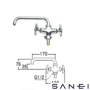 E20A-13 通販(卸価格)|SANEI 二口横形自在水栓ならプロストア