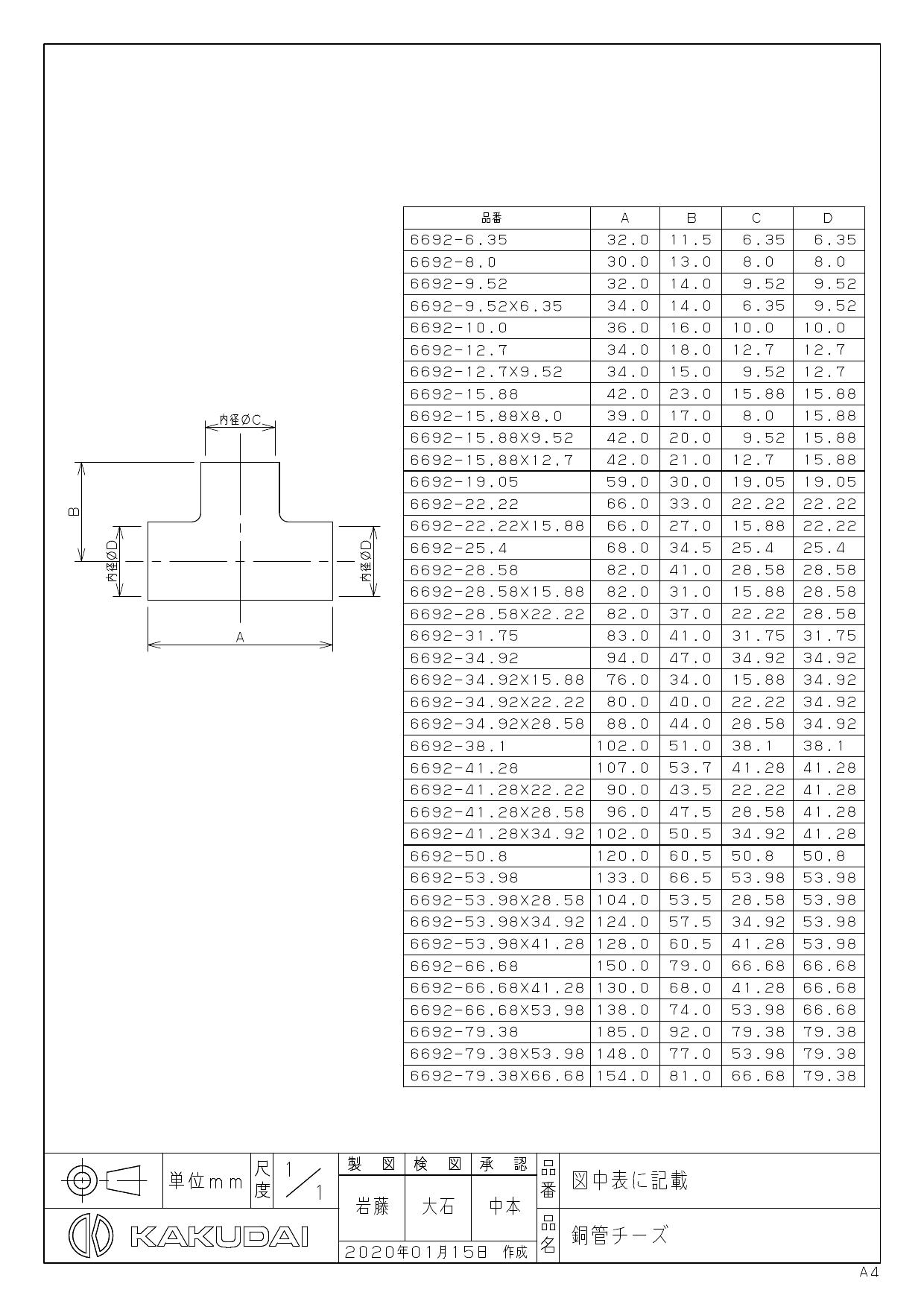 カクダイ KAKUDAI 6692-6.35 銅管チーズ 2022A/W新作送料無料 6692-6.35