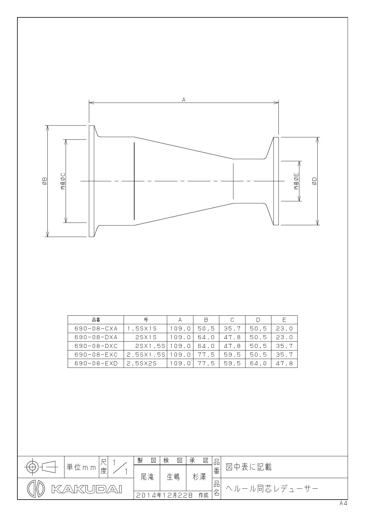 カクダイ 690-09-DXC ヘルール偏芯レデューサー - その他DIY、業務