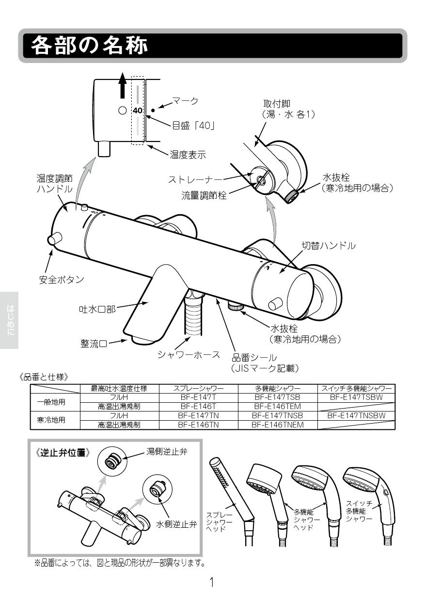 LIXIL(リクシル) BF-E147TSMM 取扱説明書 施工説明書|LIXIL シャワーバス水栓洗い場専用壁付けの通販はプロストア ダイレクト