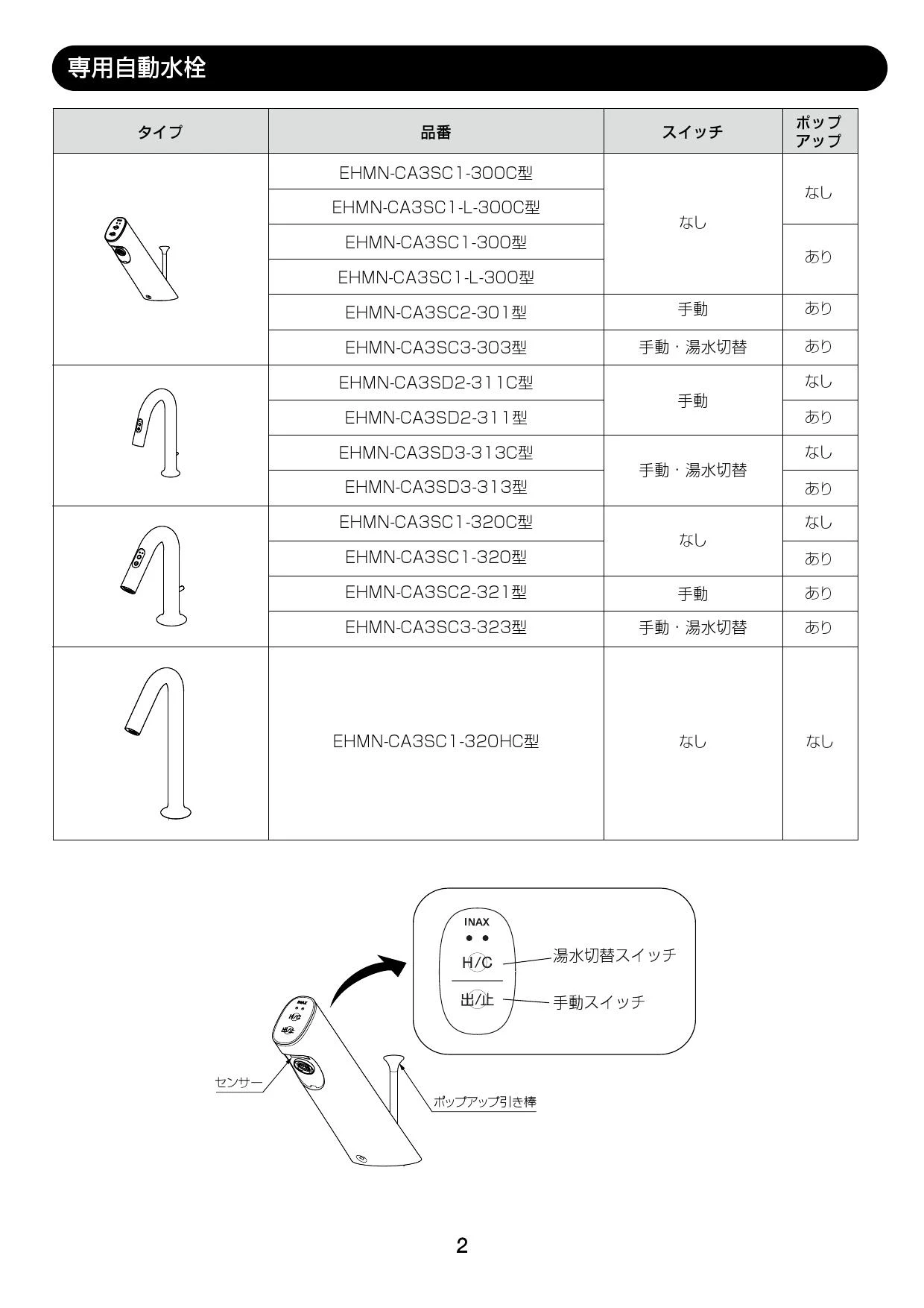 LIXIL(リクシル) EHMS-CA3SC3-303取扱説明書 商品図面 施工説明書