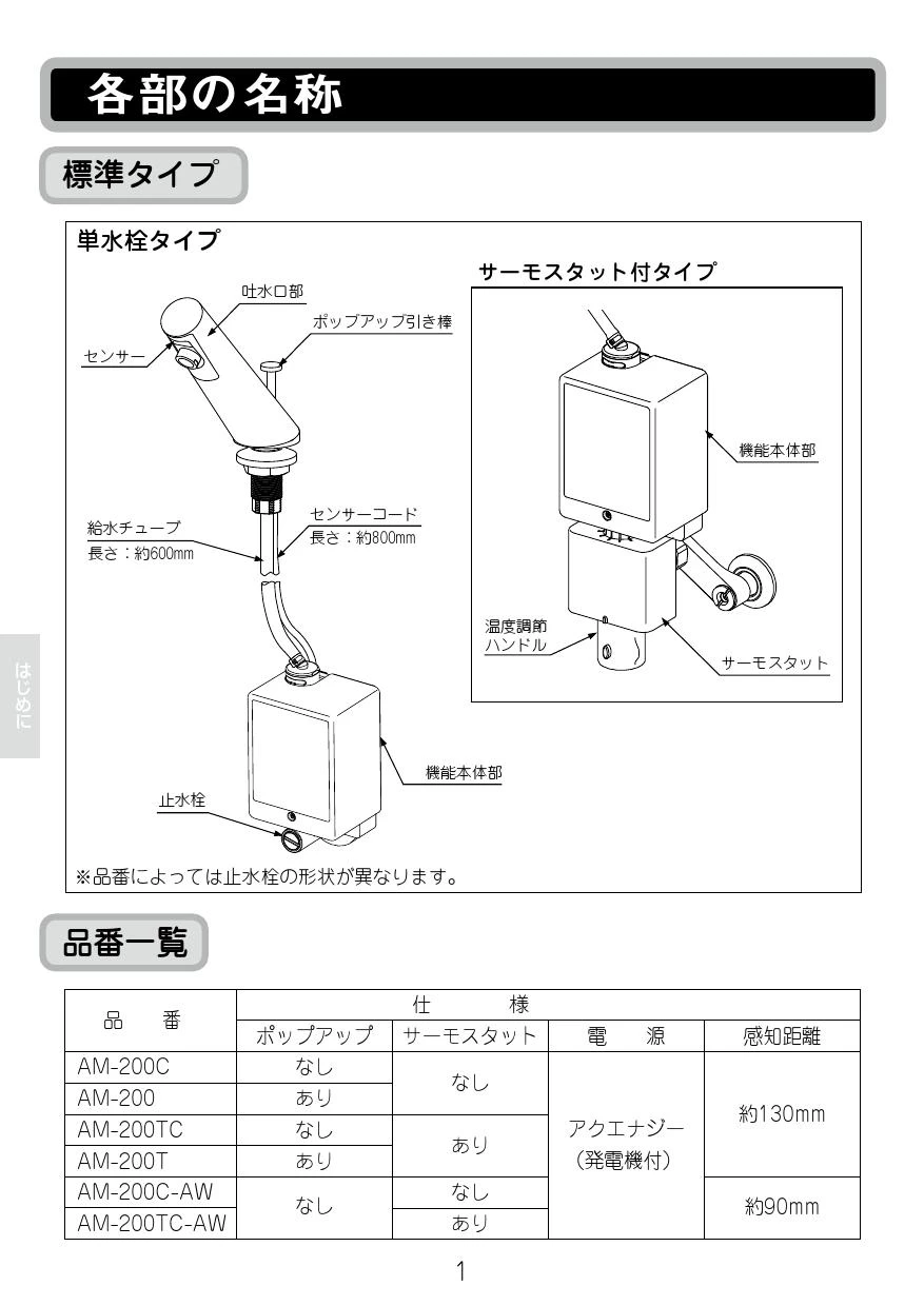 LIXIL(リクシル) AM-200 取扱説明書 施工説明書|LIXIL(リクシル) オートマージュA 洗面器・手洗器用自動水栓の通販はプロストア  ダイレクト