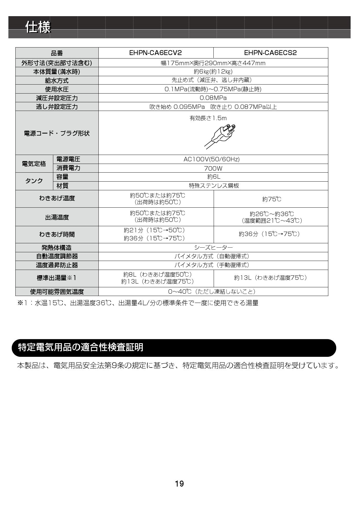 LIXIL(リクシル) EHPN-CA6ECS2取扱説明書 施工説明書 | 通販 プロストア ダイレクト