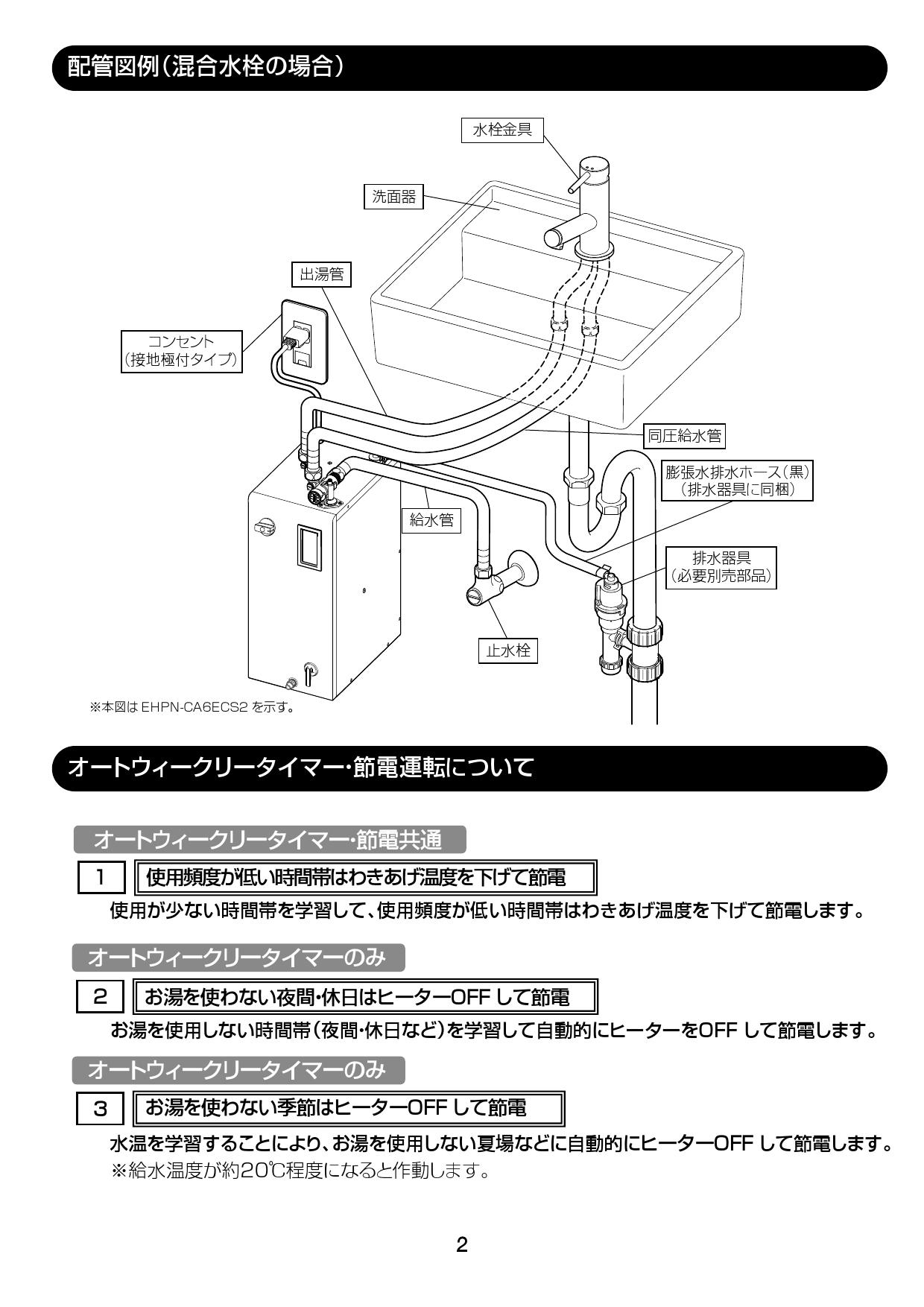 LIXIL(リクシル) EHPN-CA6ECS2取扱説明書 施工説明書 | 通販 プロストア ダイレクト