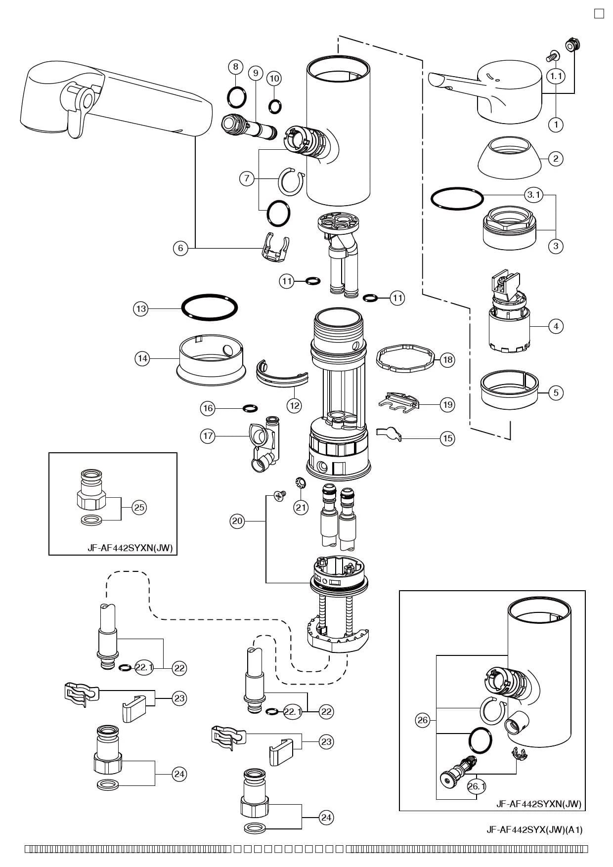 LIXIL(リクシル) JF-AG442SYX(JW)取扱説明書 商品図面 施工説明書 分解