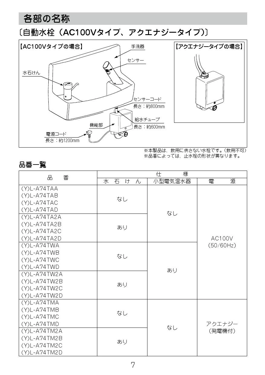 LIXIL(リクシル) YL-A74TMD取扱説明書 施工説明書 | 通販 プロストア