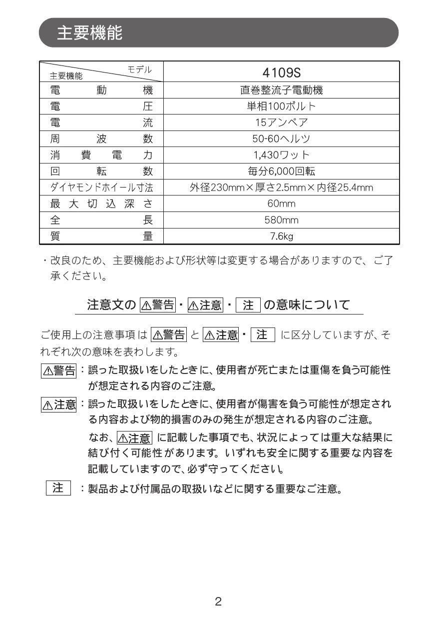 マキタ 4109S 取扱説明書|カッタの通販はプロストア ダイレクト