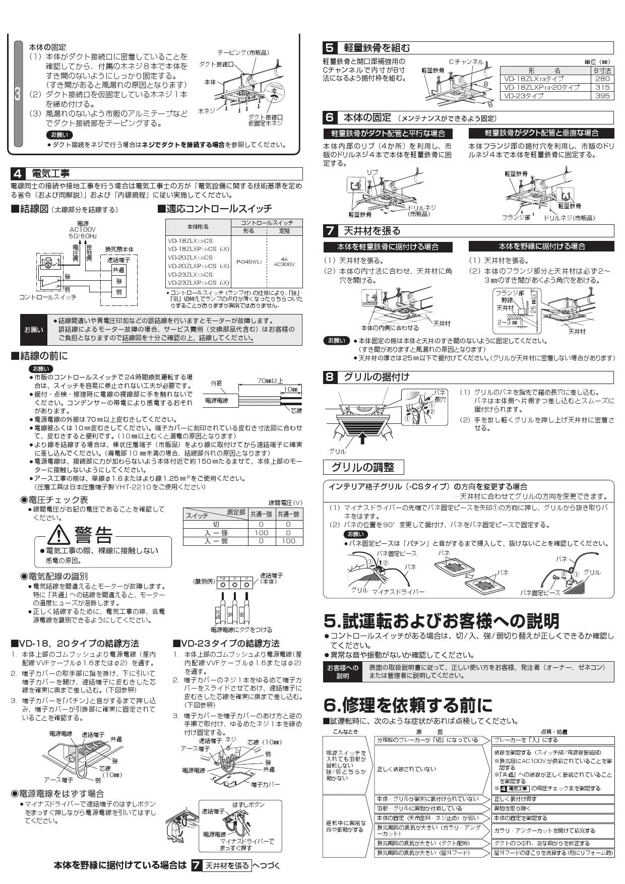 三菱電機 VD-18ZLX13-CS取扱説明書 施工説明書 納入仕様図 | 通販 プロ