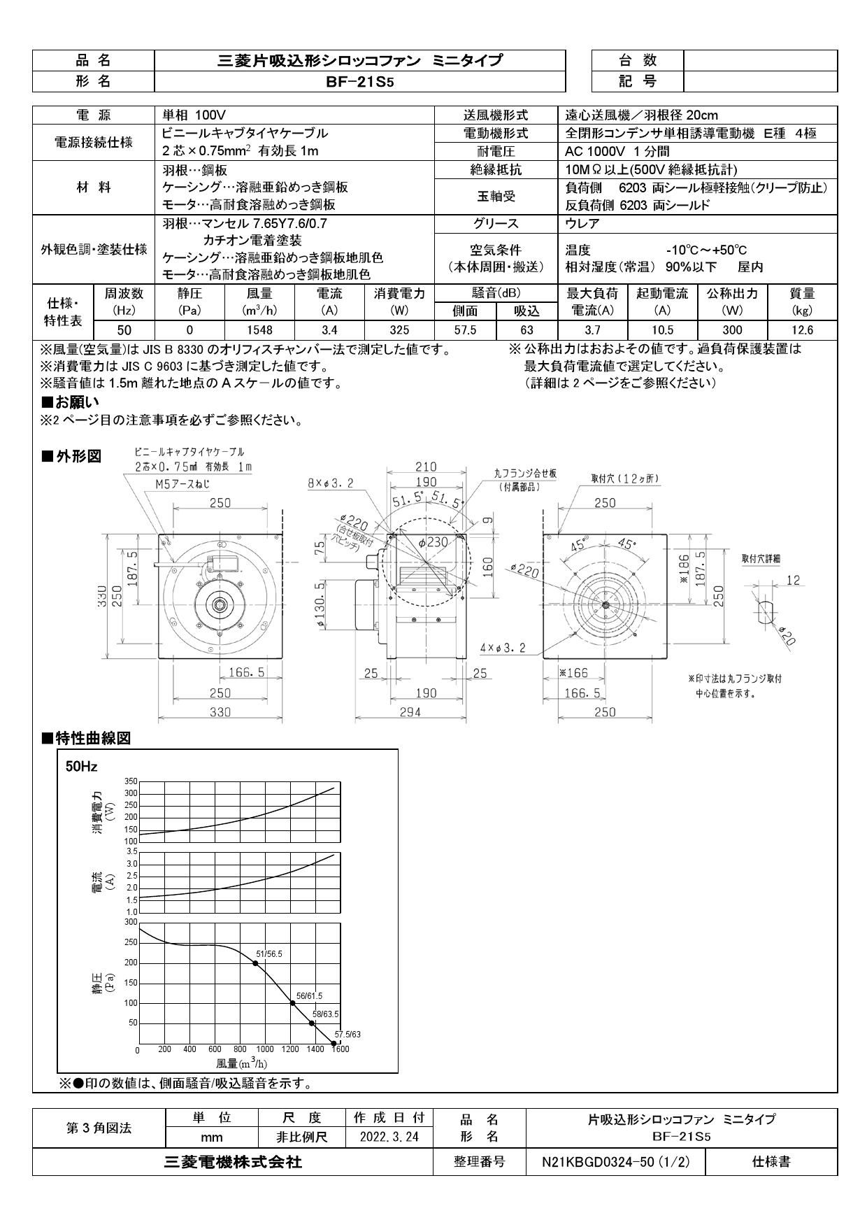 即納&大特価】 三菱電機 シロッコファン BF-21S5 tdh-latinoamerica.de