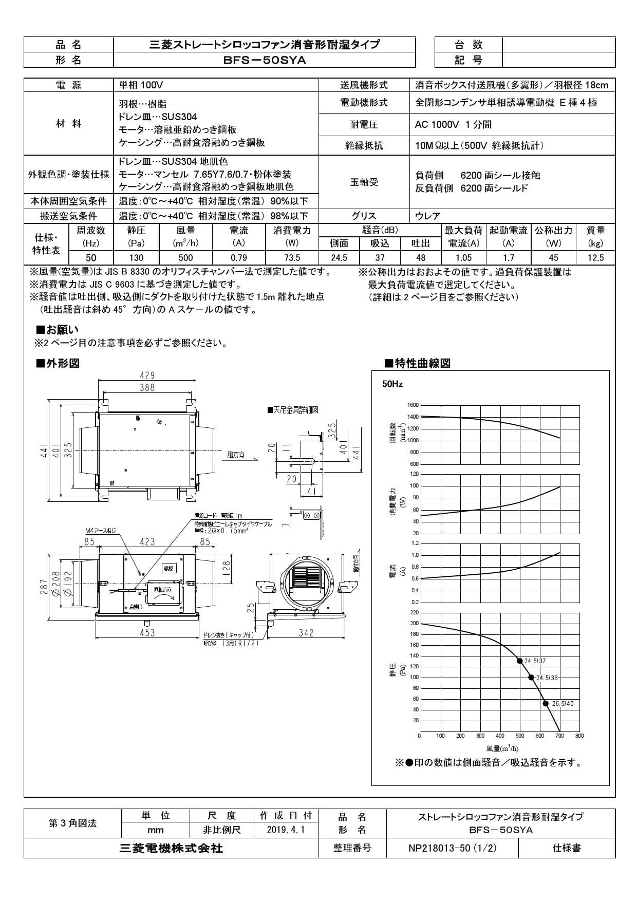 ○BFS-150STUA2 / 三菱電機 空調用送風機 ストレートシロッコファン