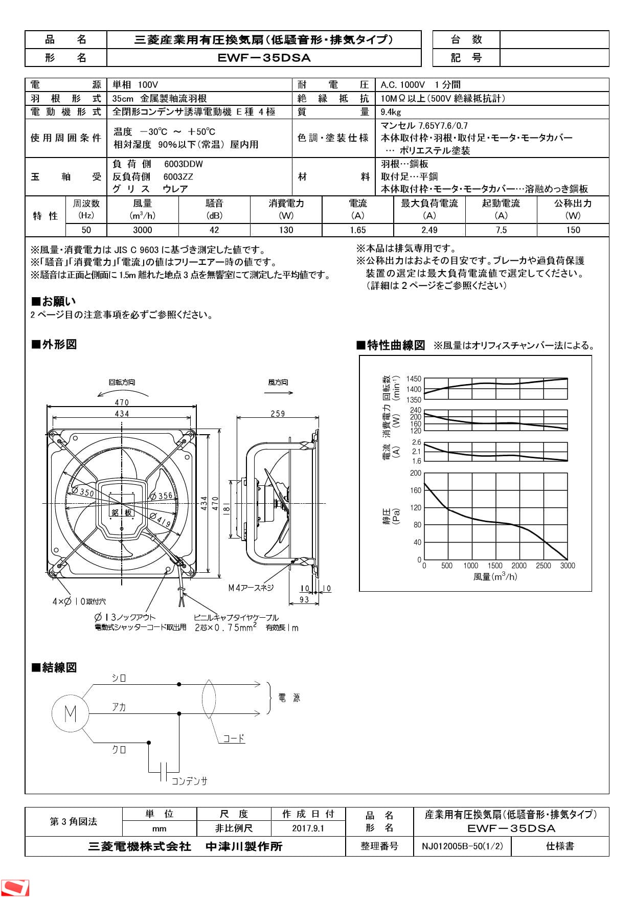 高額売筋】 三菱電機EWF-35CSA 産業用有圧換気扇 低騒音型
