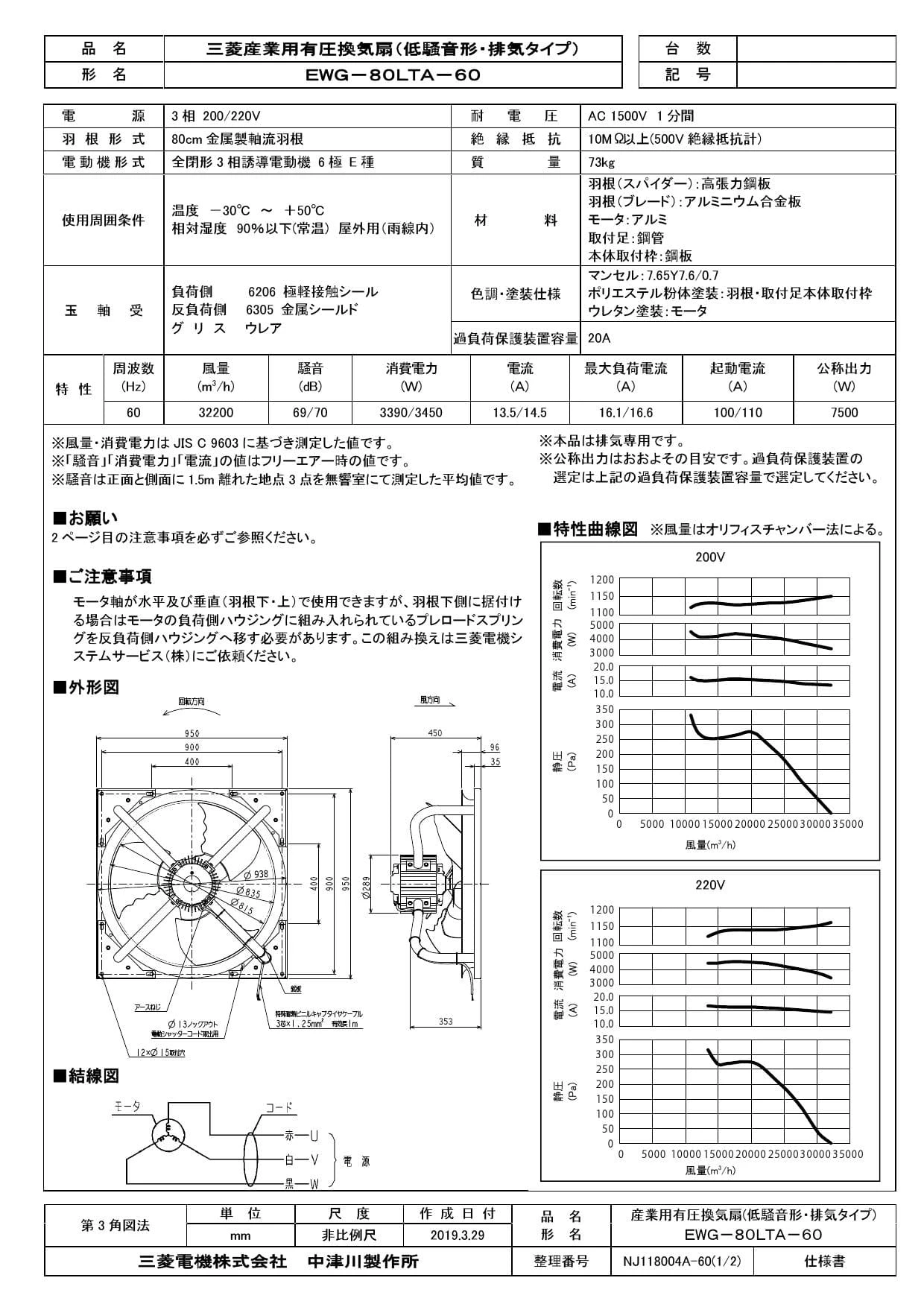 三菱電機 EWG-80LTA-60取扱説明書 施工説明書 納入仕様図 | 通販 プロ