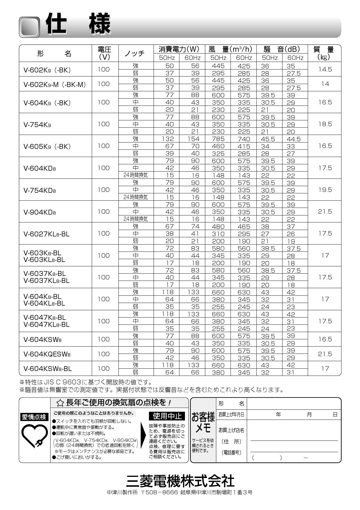 三菱 MITSUBISHI】 三菱 V-6047KL8-BL レンジフードファン深形 標準