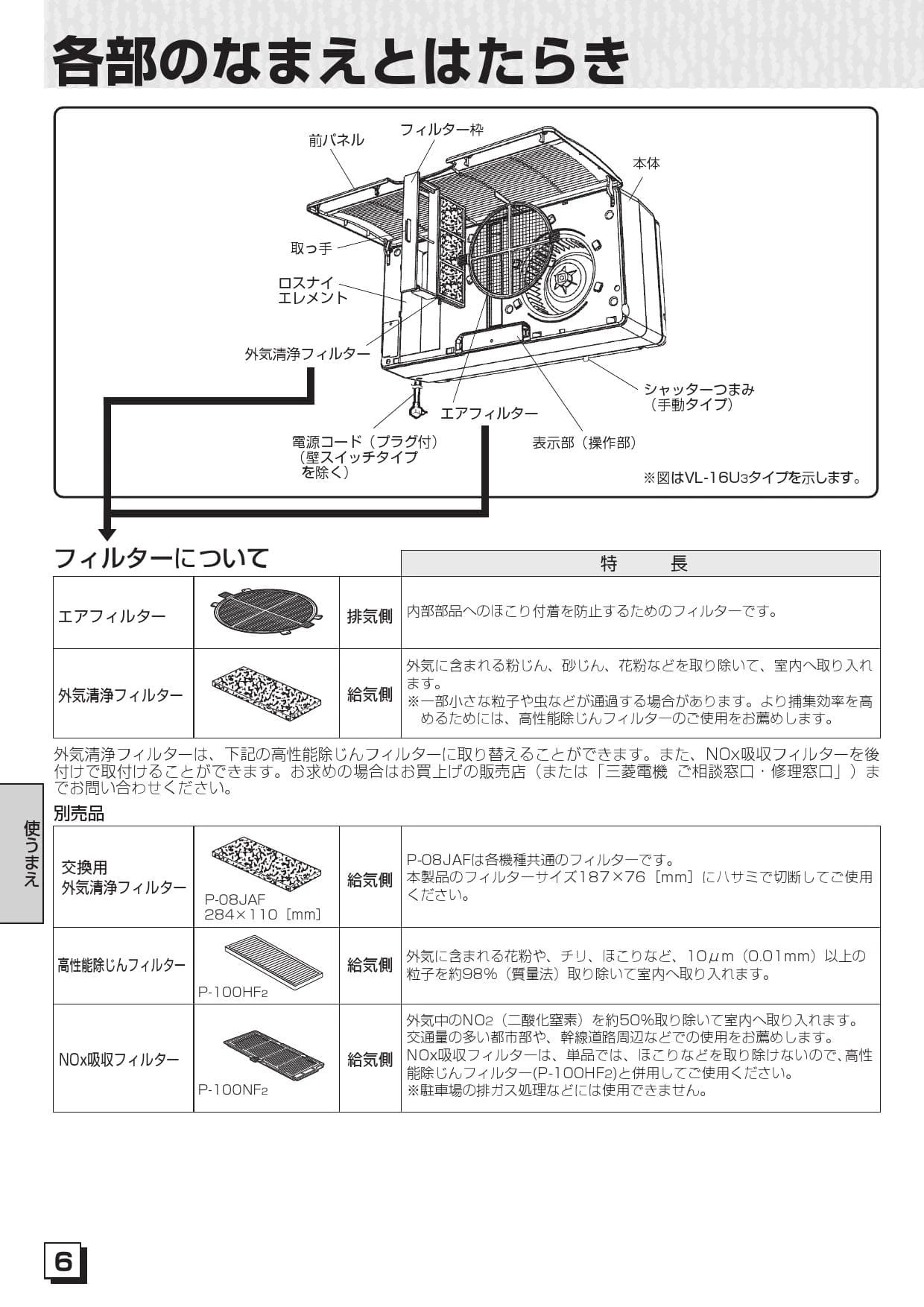 三菱電機 VL-18EU3-D 取扱説明書 施工説明書 納入仕様図|三菱電機 住宅用ロスナイ(寒冷地用)の通販はプロストア ダイレクト