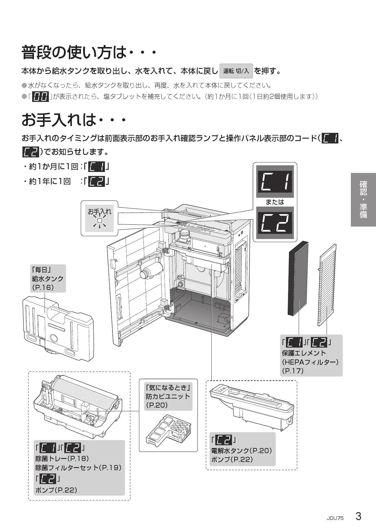 パナソニック F-JDU55-W 取扱説明書 商品図面|パナソニック 空間清浄機の通販はプロストア ダイレクト