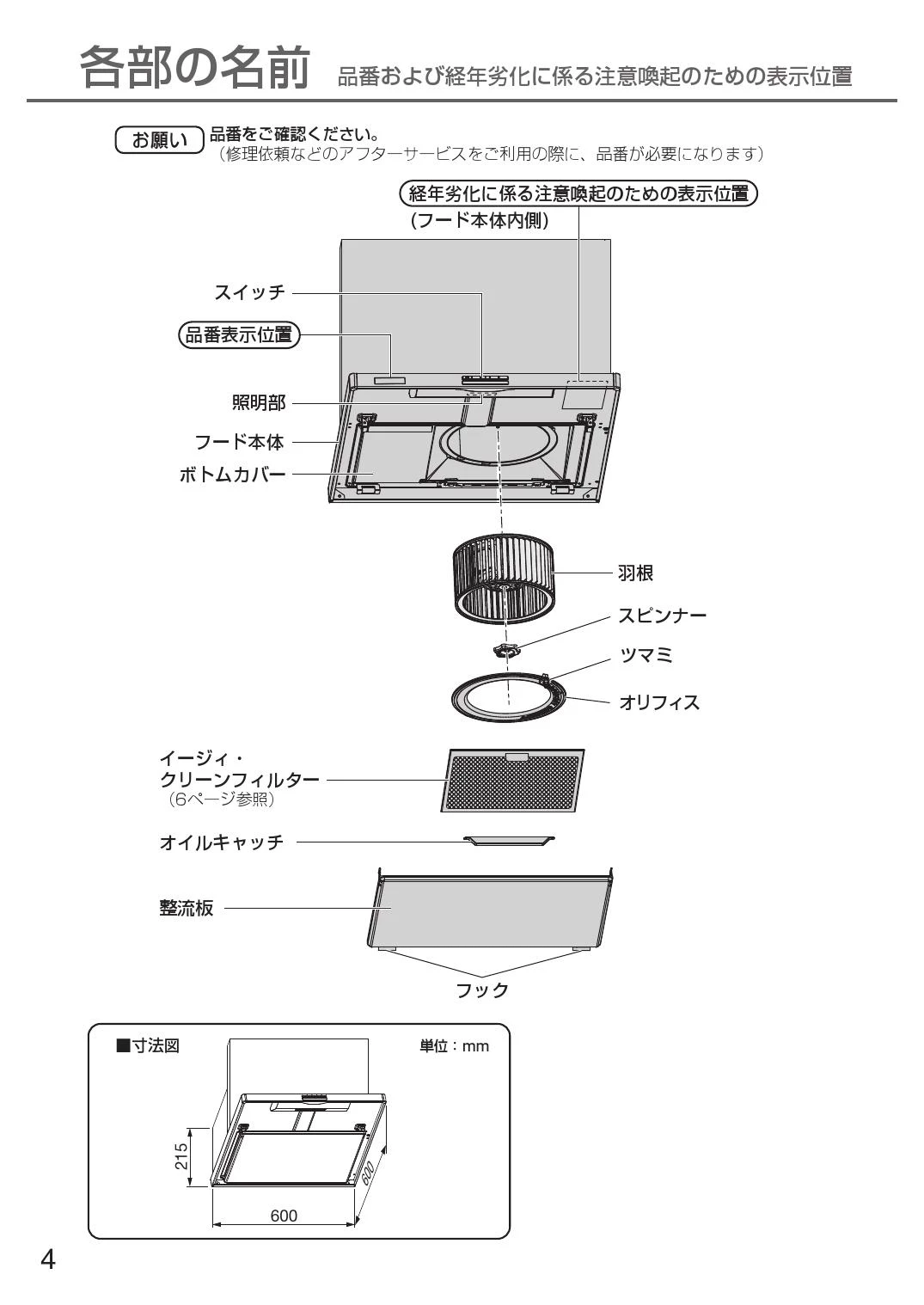 パナソニック FY-6HZC5S4-Ｓ 取扱説明書 商品図面 施工説明書|パナソニック 公共住宅用・BL認定品レンジフードの通販はプロストア ダイレクト