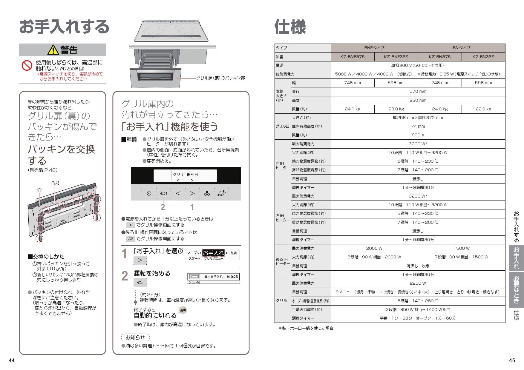 パナソニック KZ-BN36S 取扱説明書 商品図面 施工説明書|パナソニック IHクッキングヒーター Bシリーズの通販はプロストア ダイレクト