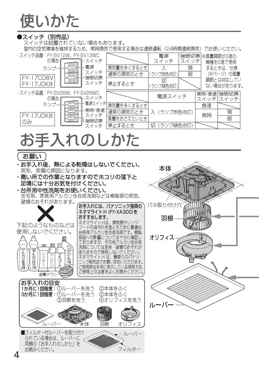 パナソニック FY-17JDK8/86取扱説明書 商品図面 施工説明書 | 通販