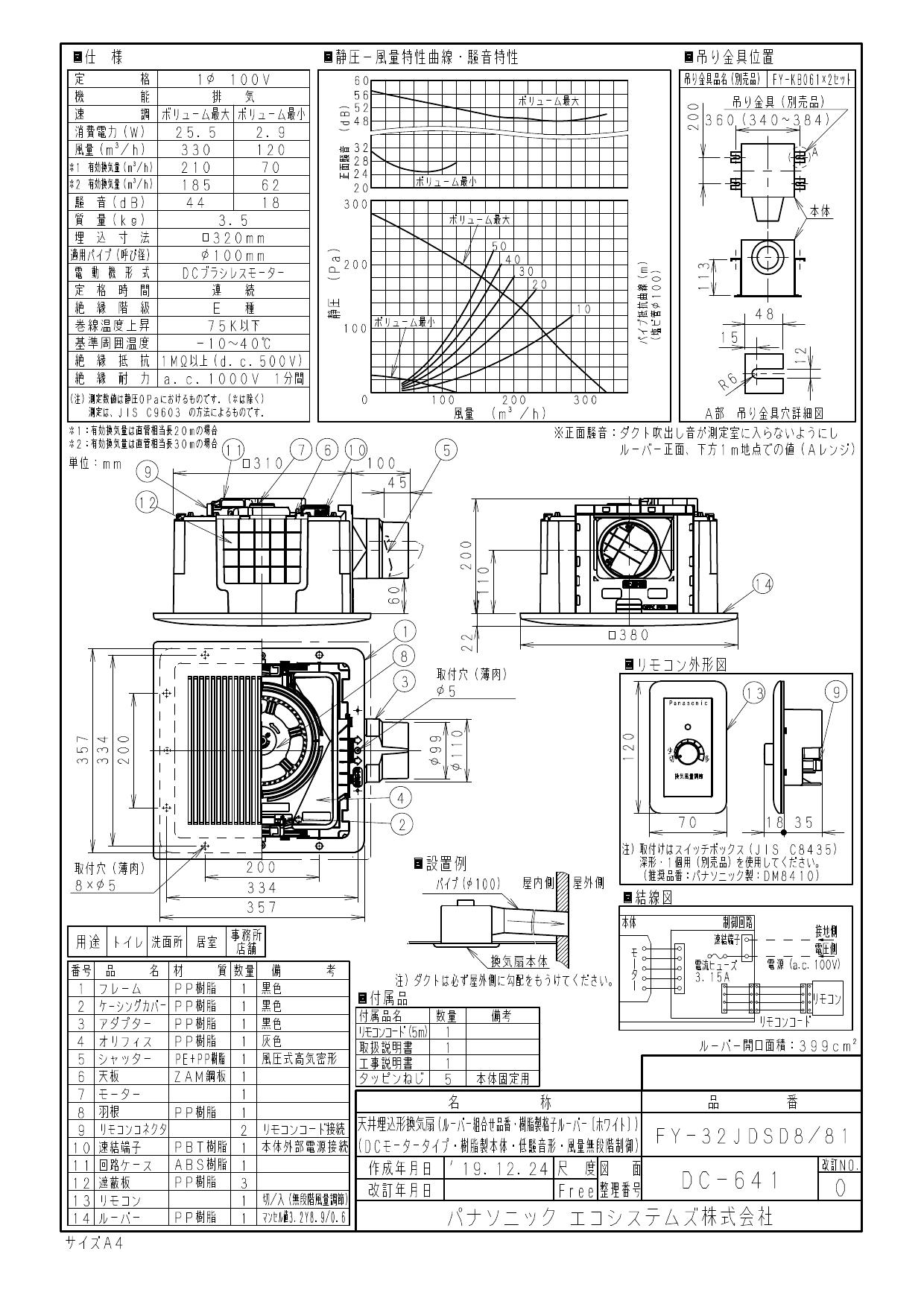 Panasonic 換気扇 天井埋込型 ルーバー付 FY-17C8 - その他