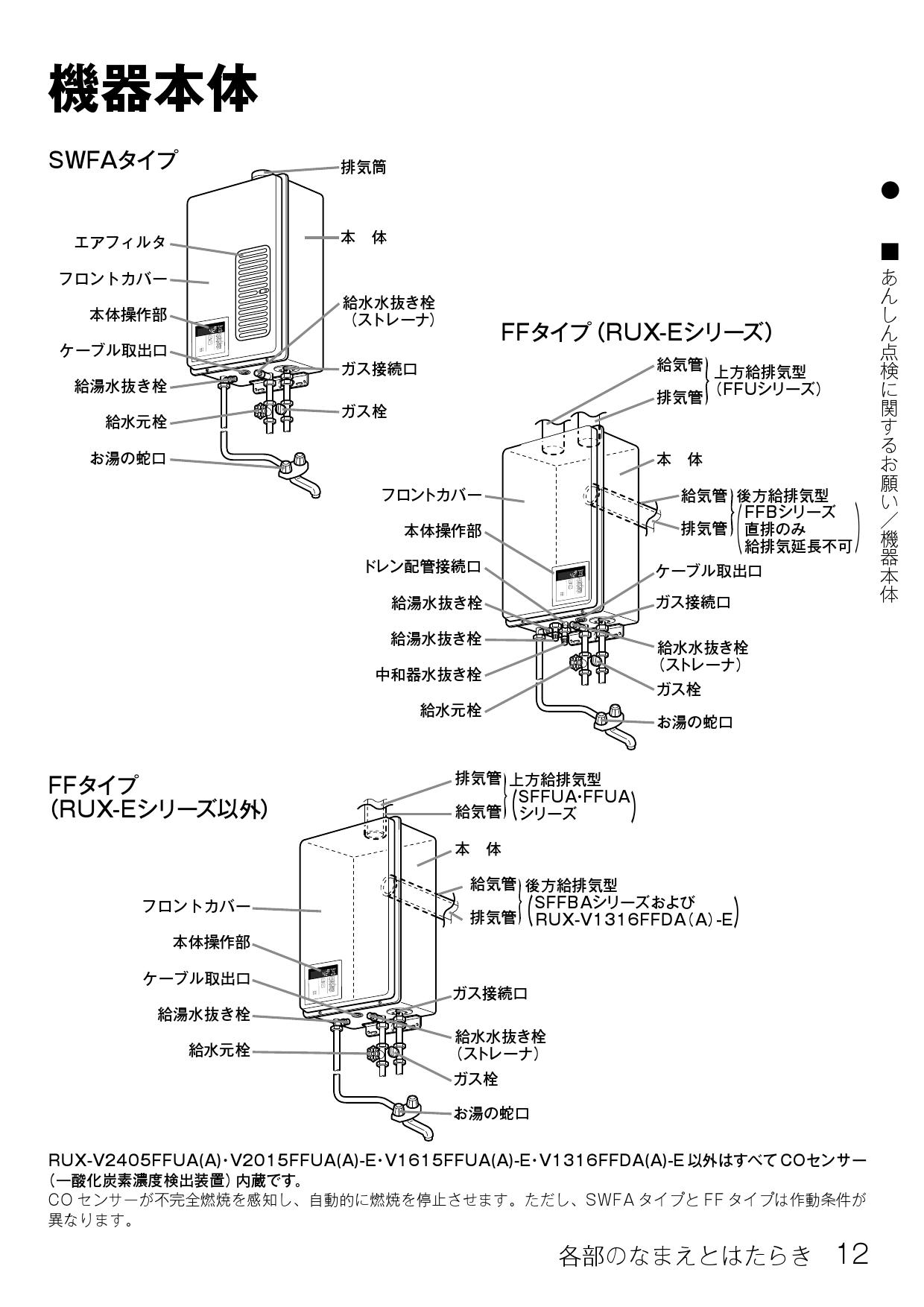 [RUX-V1615SFFUA（A） LPG] リンナイ ガス給湯専用機 音声ナビ プロパンガス FF方式上方給排気タイプ　屋内壁掛型 - 3