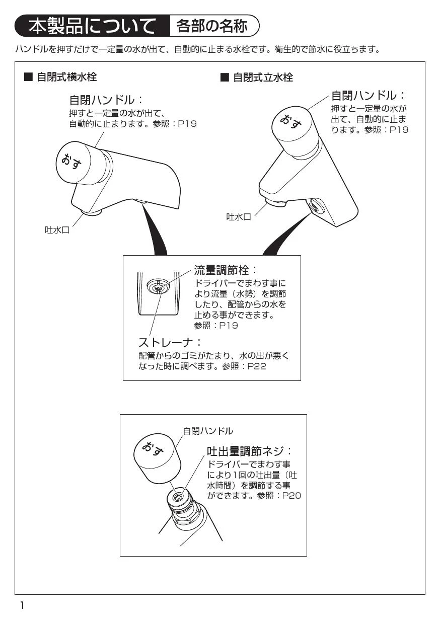 SANEI Y196C-13 取扱説明書 商品図面|SANEI 自閉式水栓の通販はプロ ...