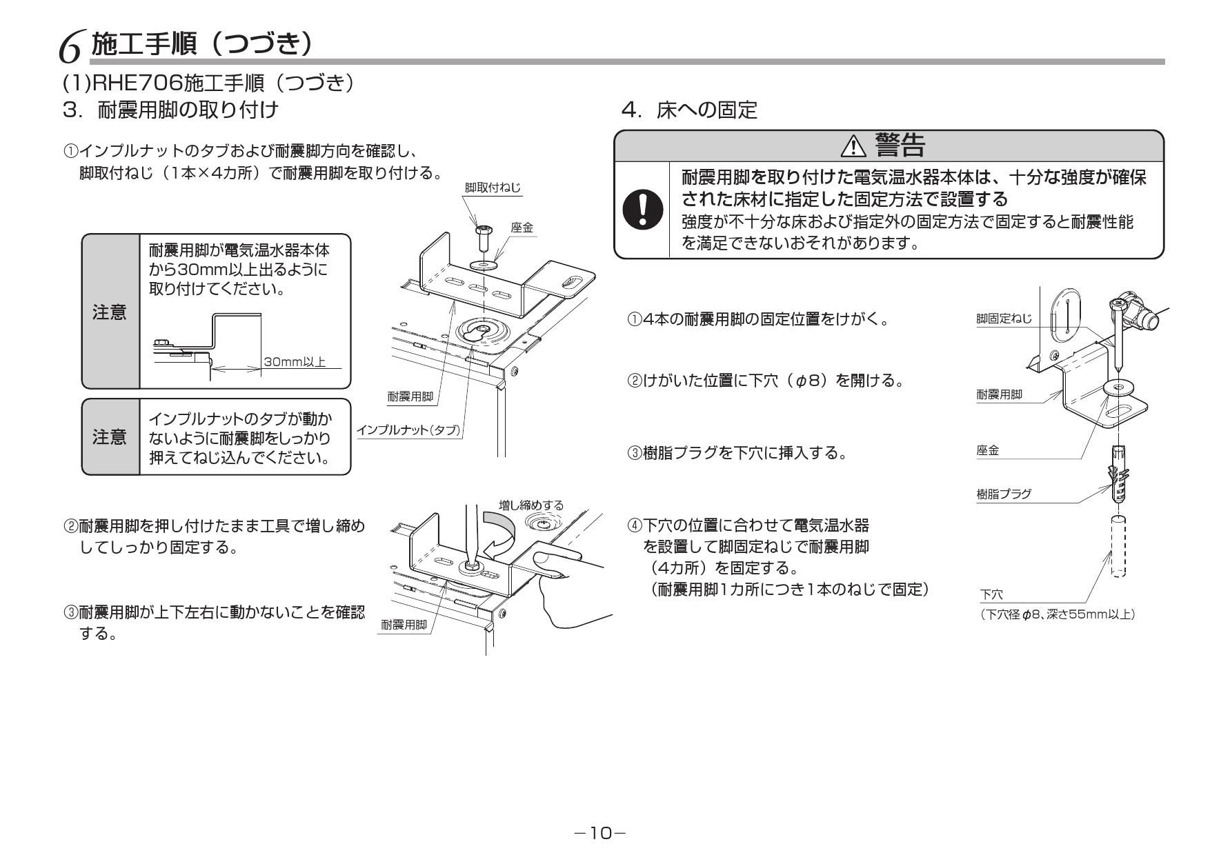 ギフト TOTO RHE706 耐震用脚 その他の住宅設備