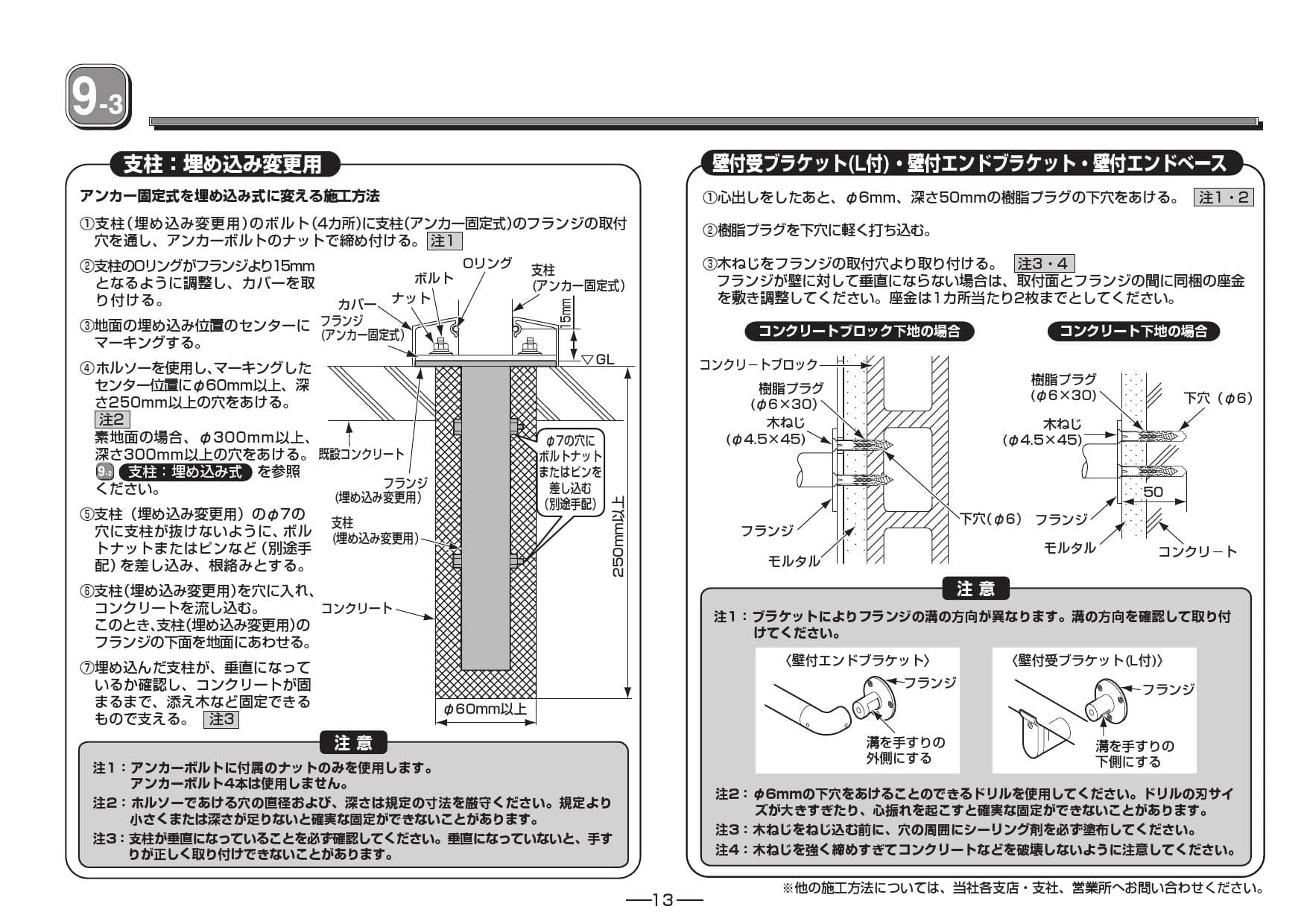 TOTO アクセサリー 住宅用屋外手すり エンド支柱(埋め込み式)(旧品番