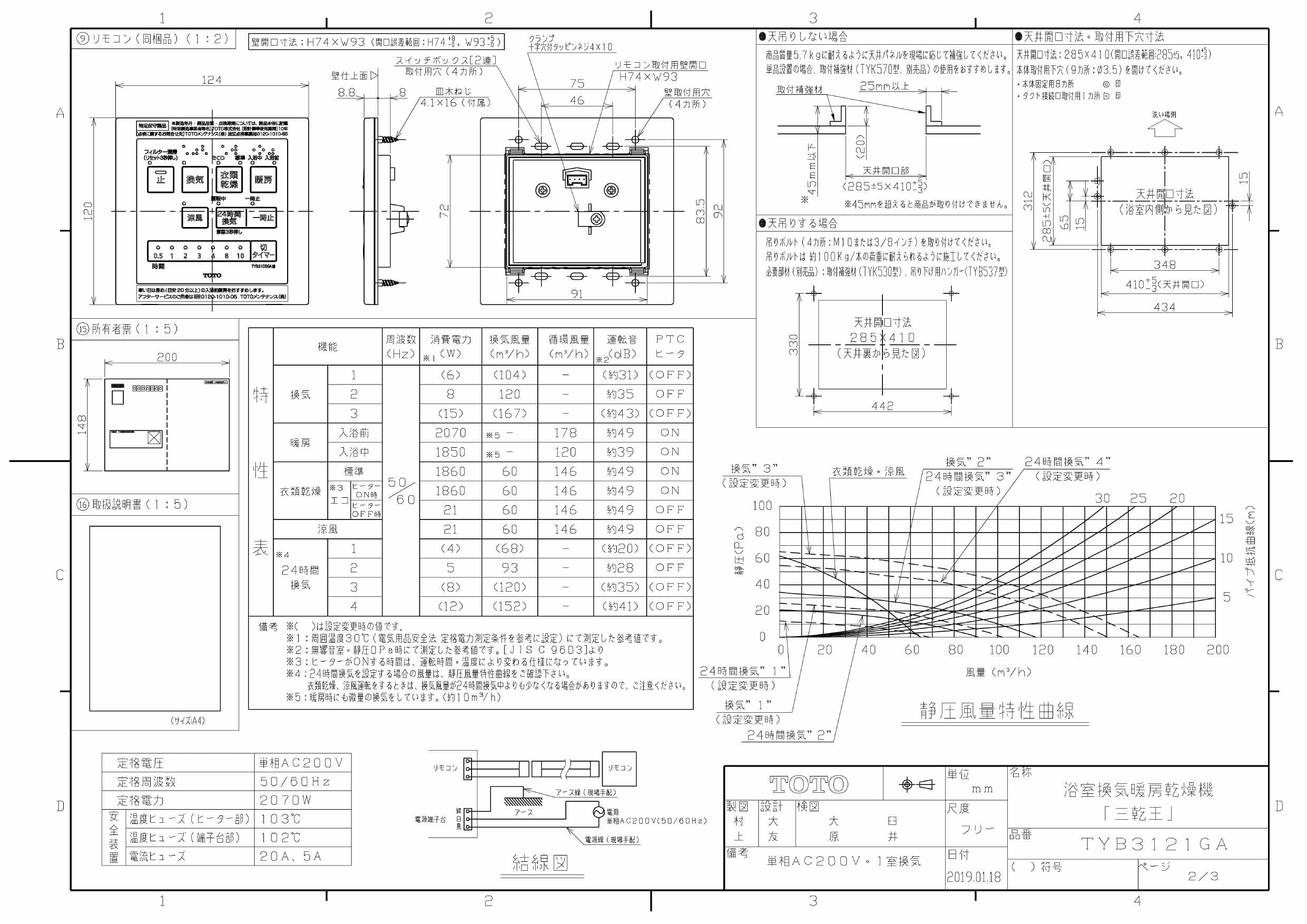 設備プラザ Tyb3121gas Toto 浴室換気暖房乾燥機 戸建住宅向け 天井埋め込み ビルトインタイプ 1室換気タイプ 三乾王 0v